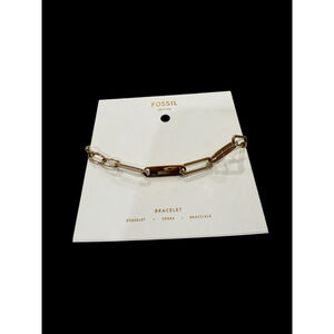 NWT Fossil Paperclip Link Bracelet Gold-Tone | Size OS | JAB54AST21